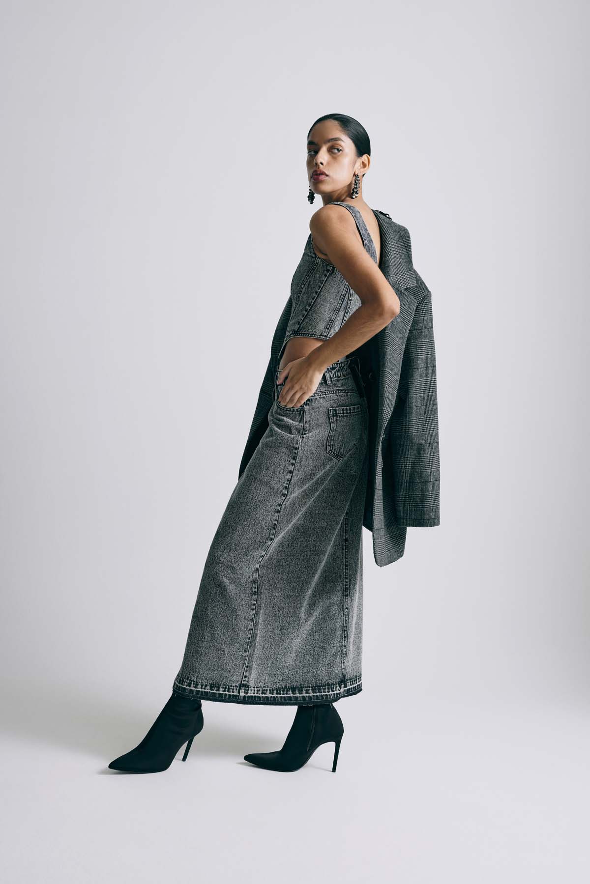 Charlee Long Denim Skirt - Image 2