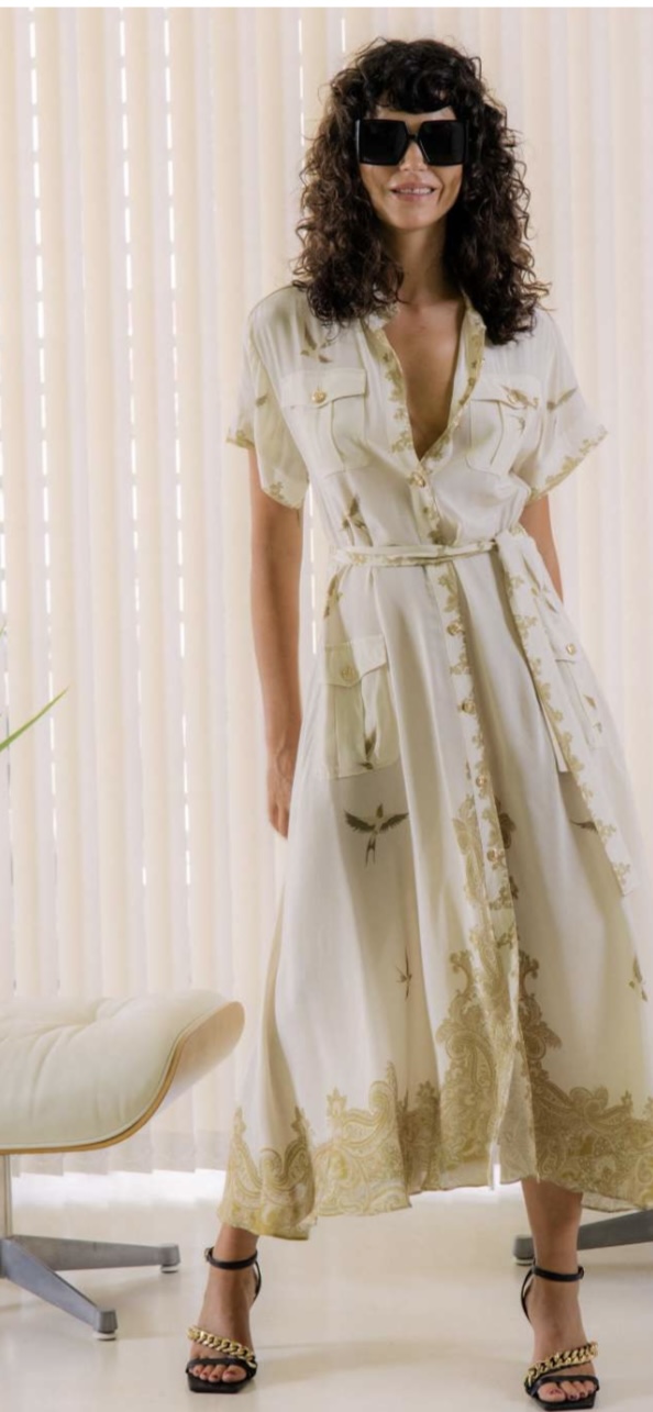 Paisly Khaki long Dress