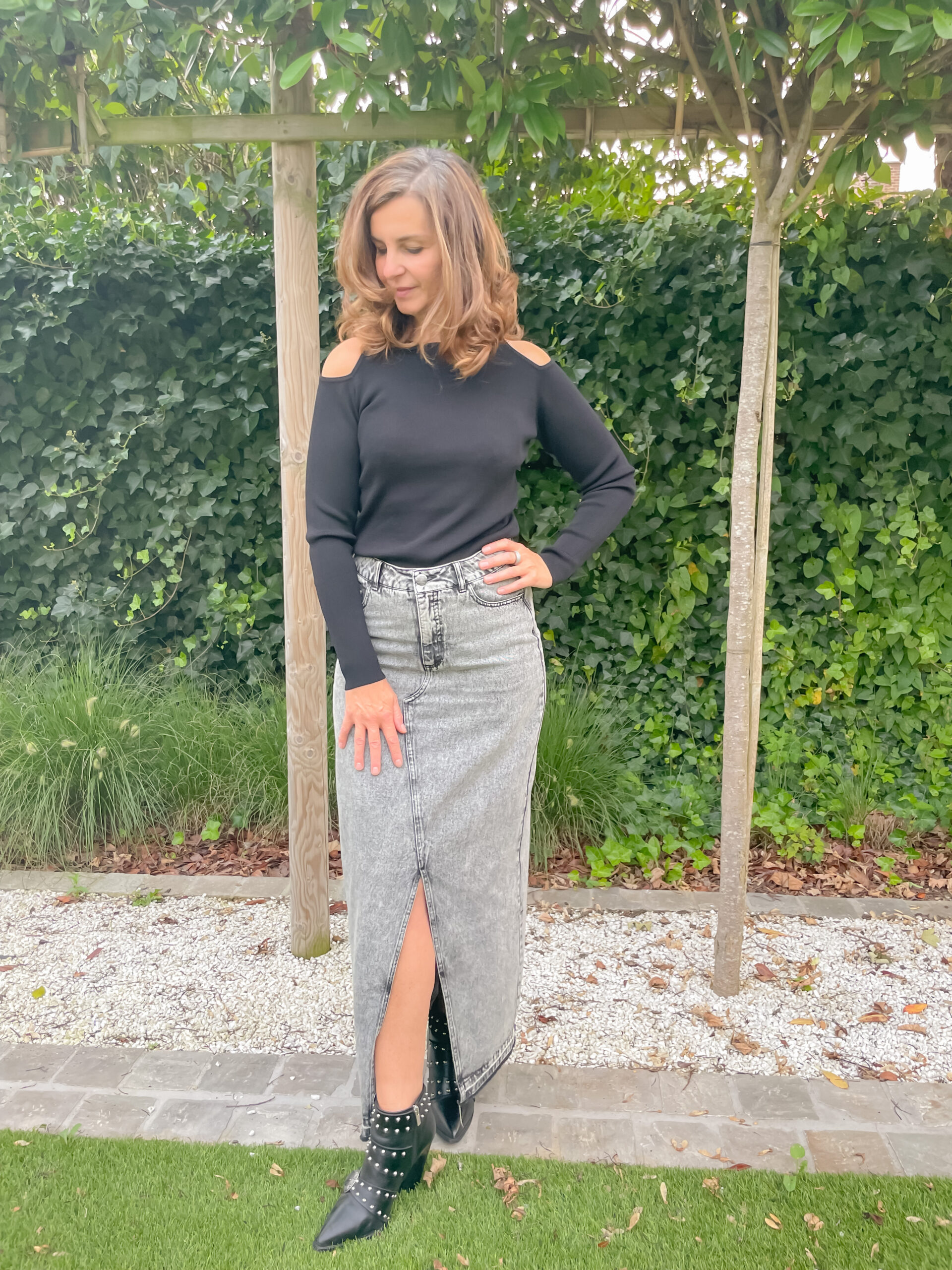 Charlee Long Denim Skirt - Image 3