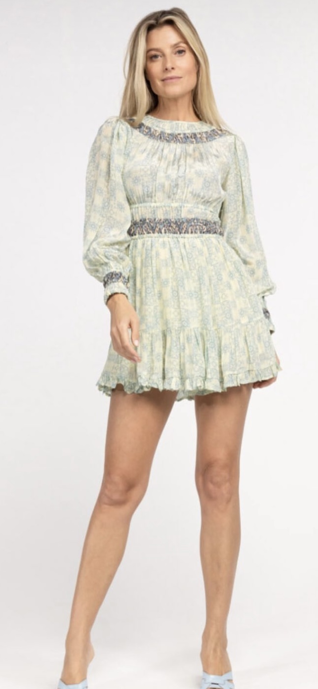 Davina Dress Floral Tiles
