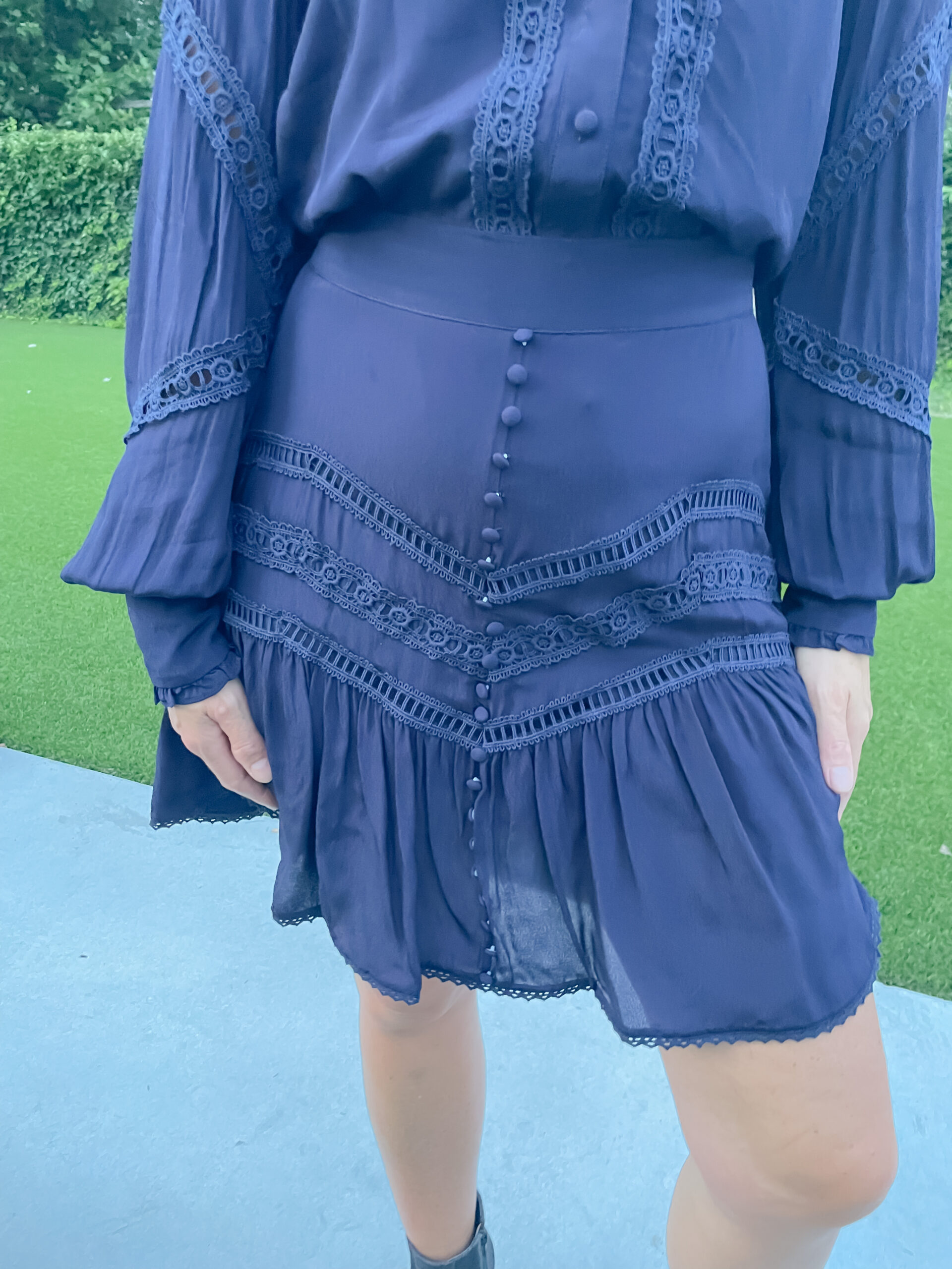 Navy Viscose Crepe Skirt