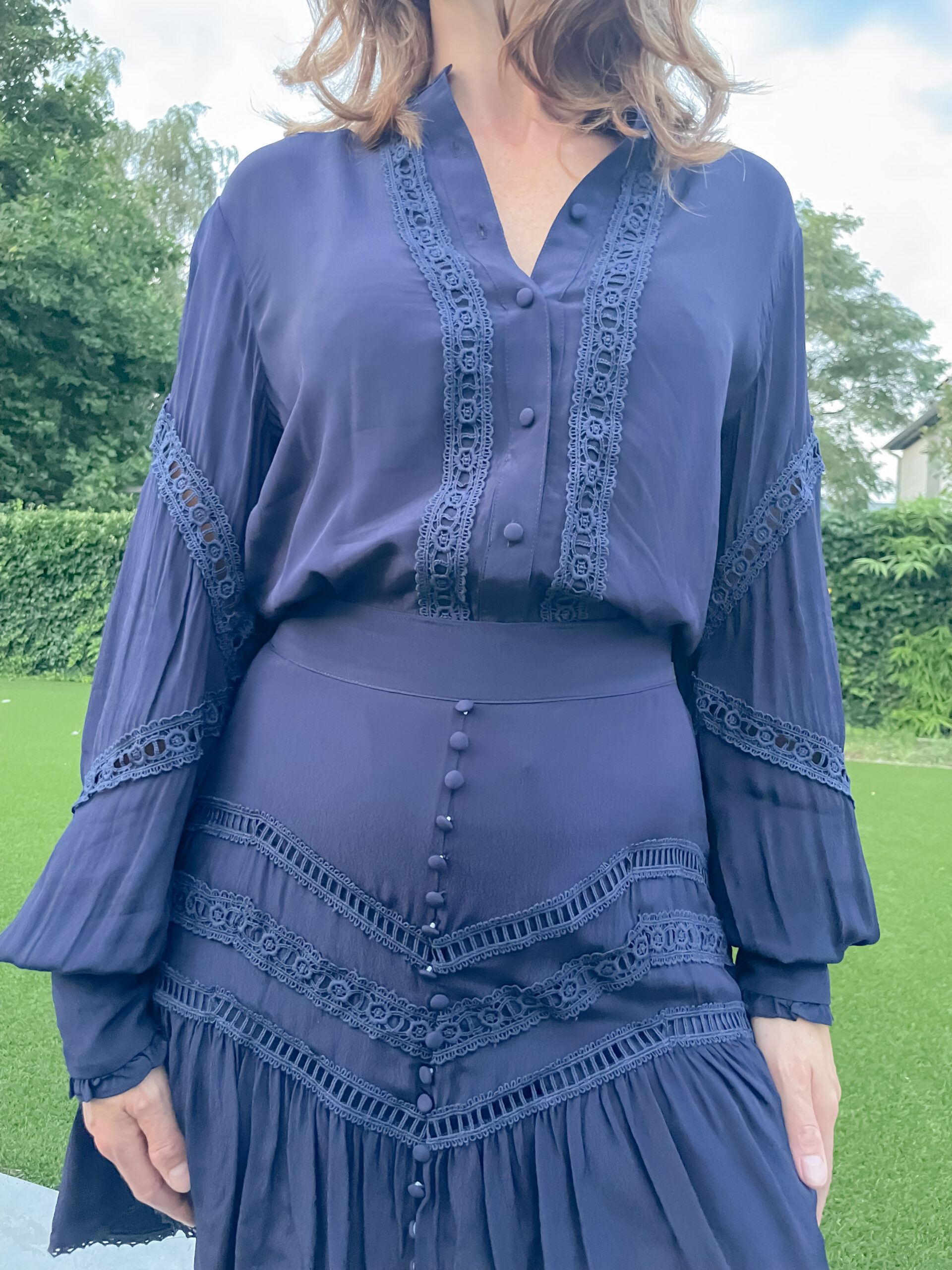 Navy Viscose Crepe Blouse