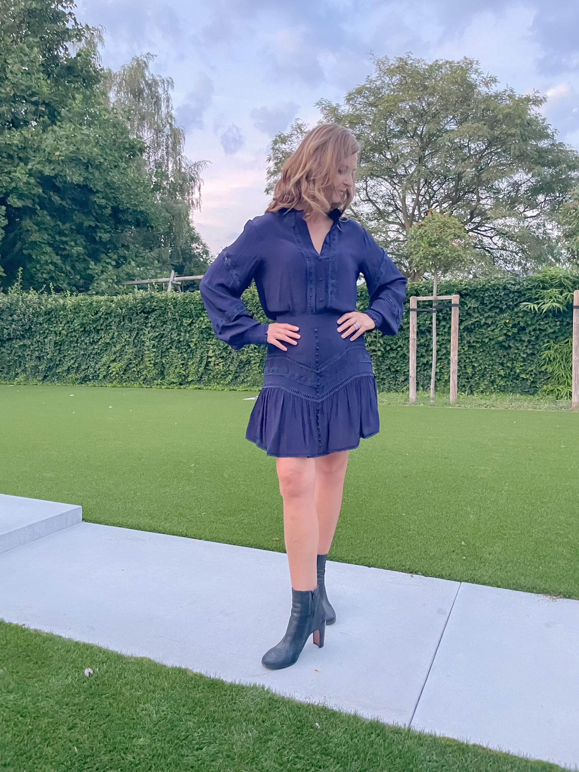 Navy Viscose Crepe Skirt - Image 2