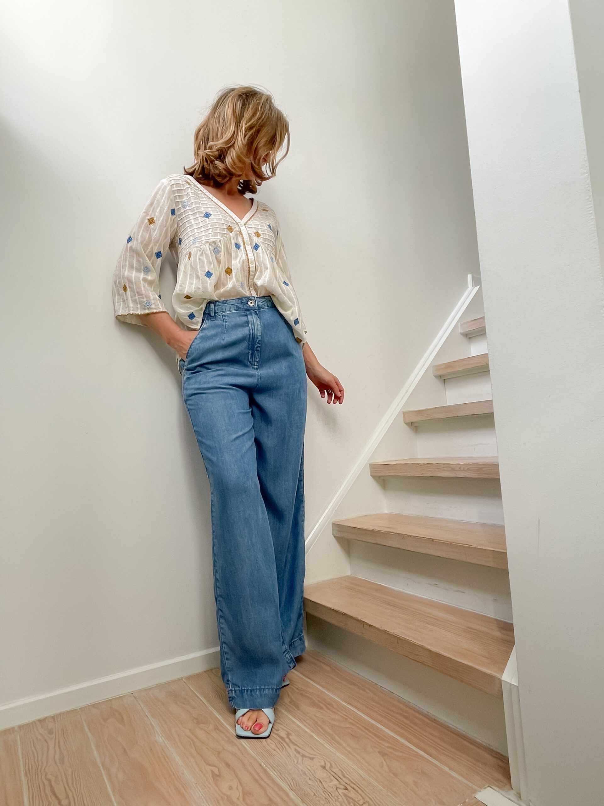 Pantaloni blue wash tencel
