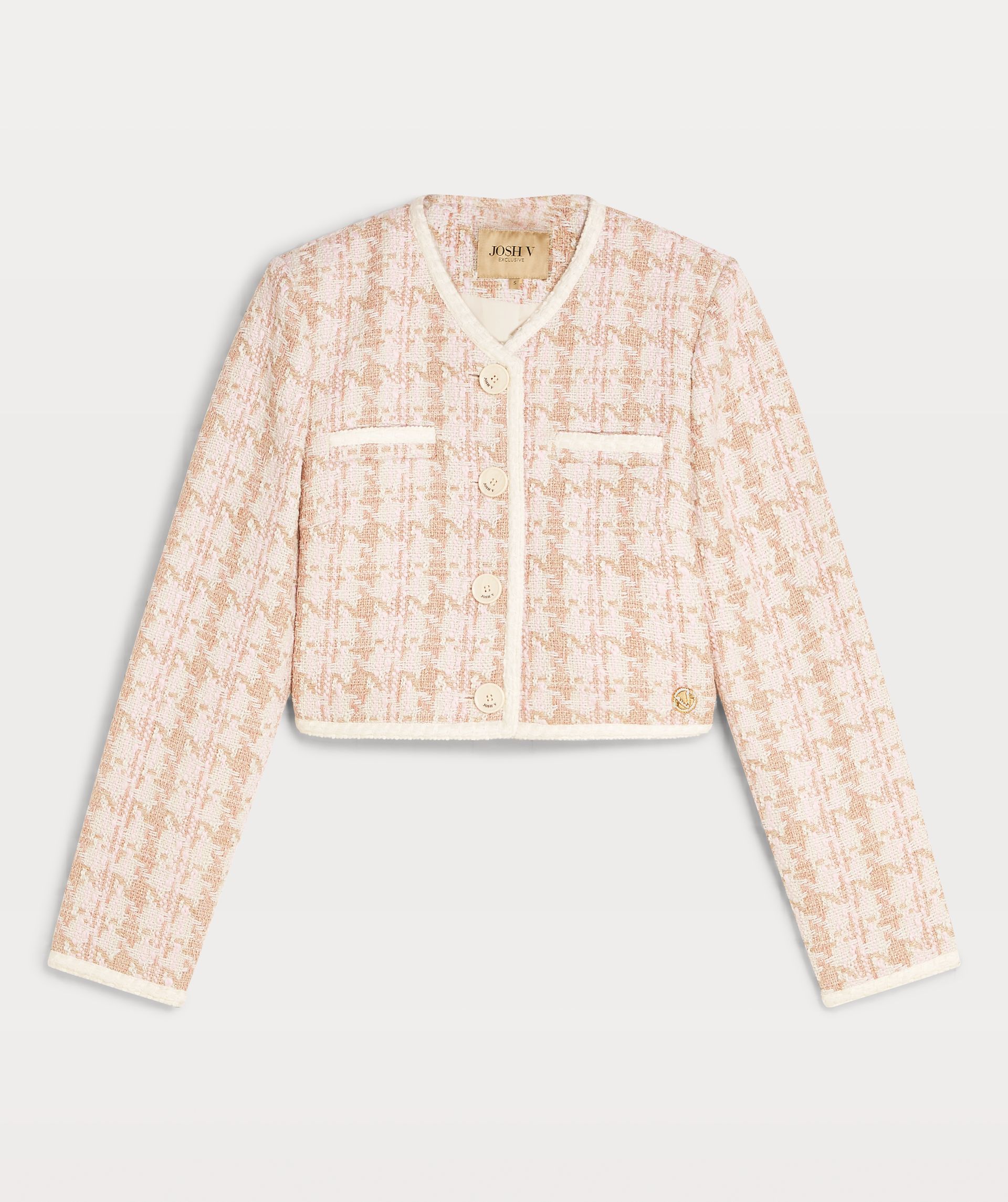 Monica cropped bouclé blazer dusty pink