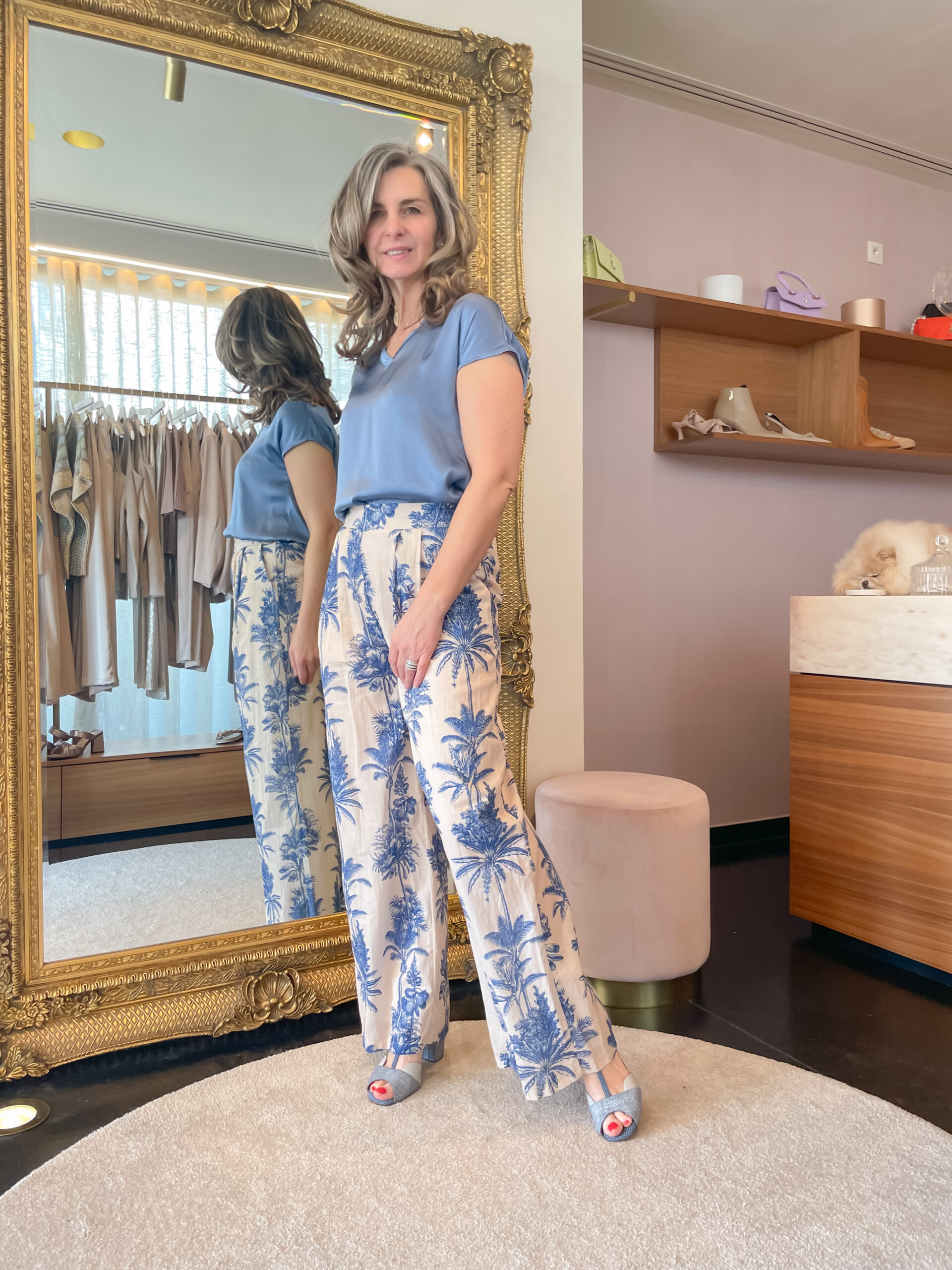 Pantalone mussola palm blue - Image 2