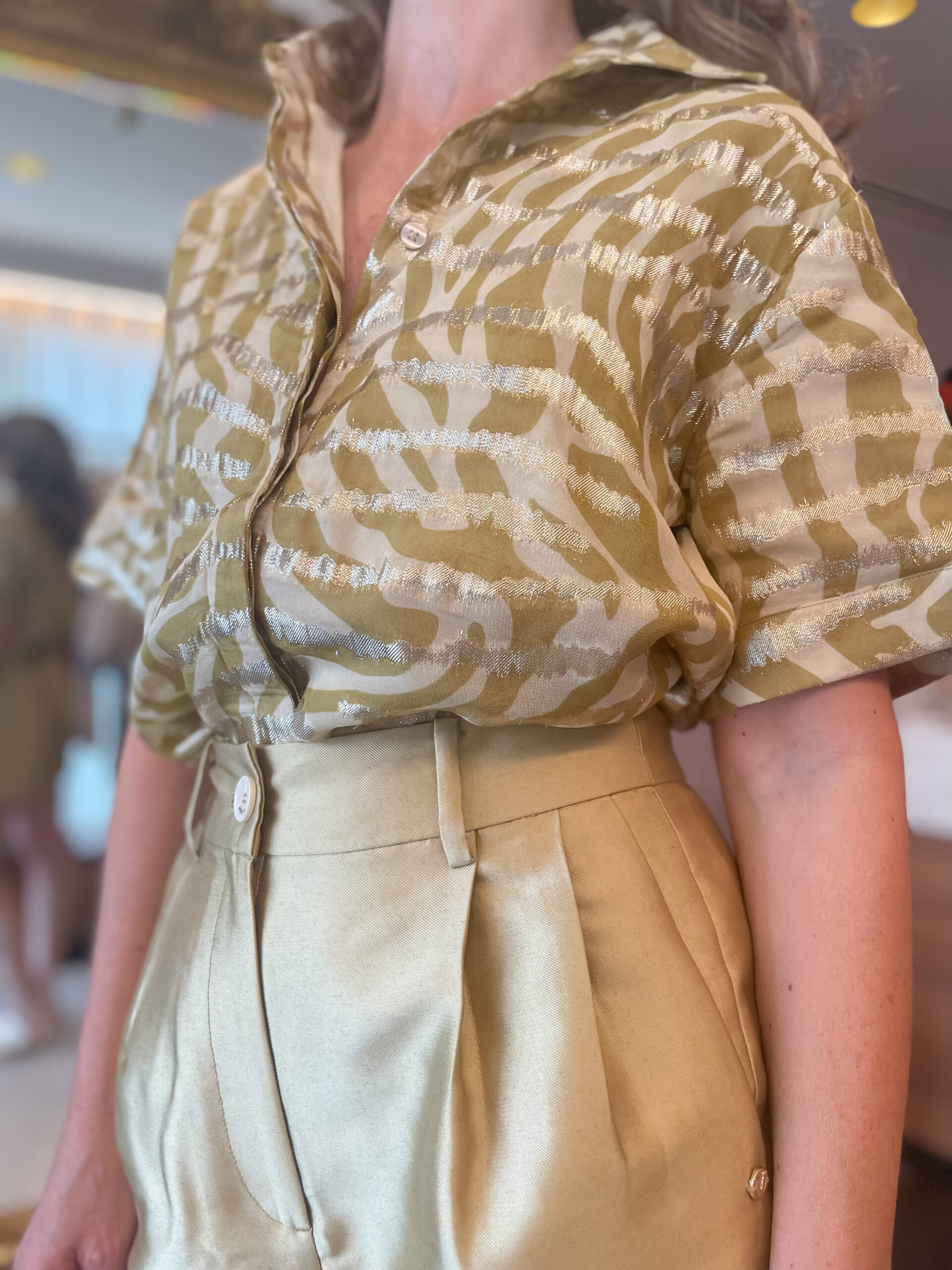 Ziya cropped blouse gold green - Image 5