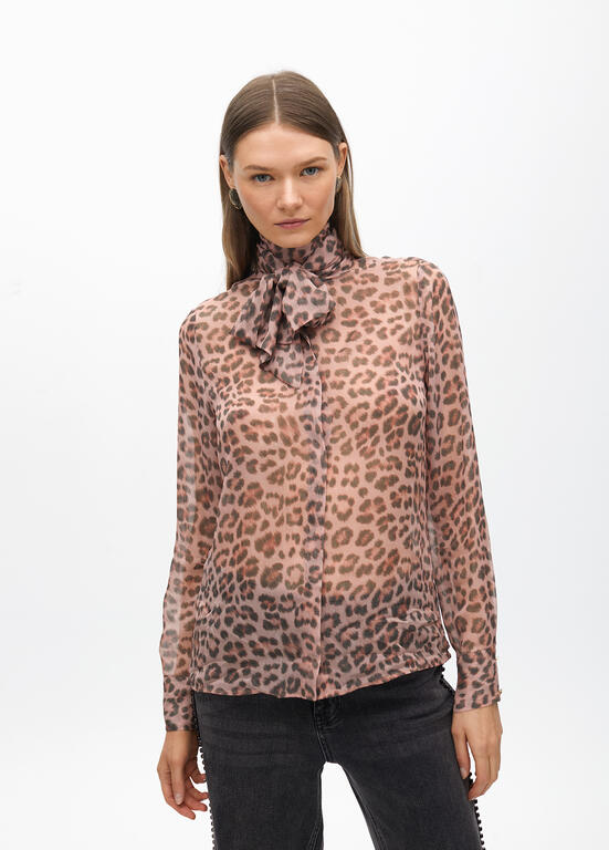Animal print shirt with a tie Rosa - Image 5