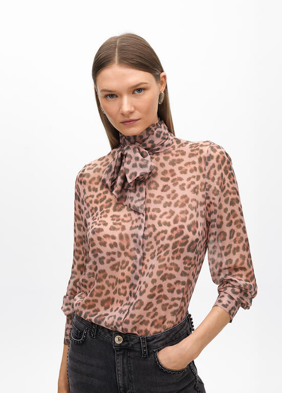 Animal print shirt with a tie Rosa