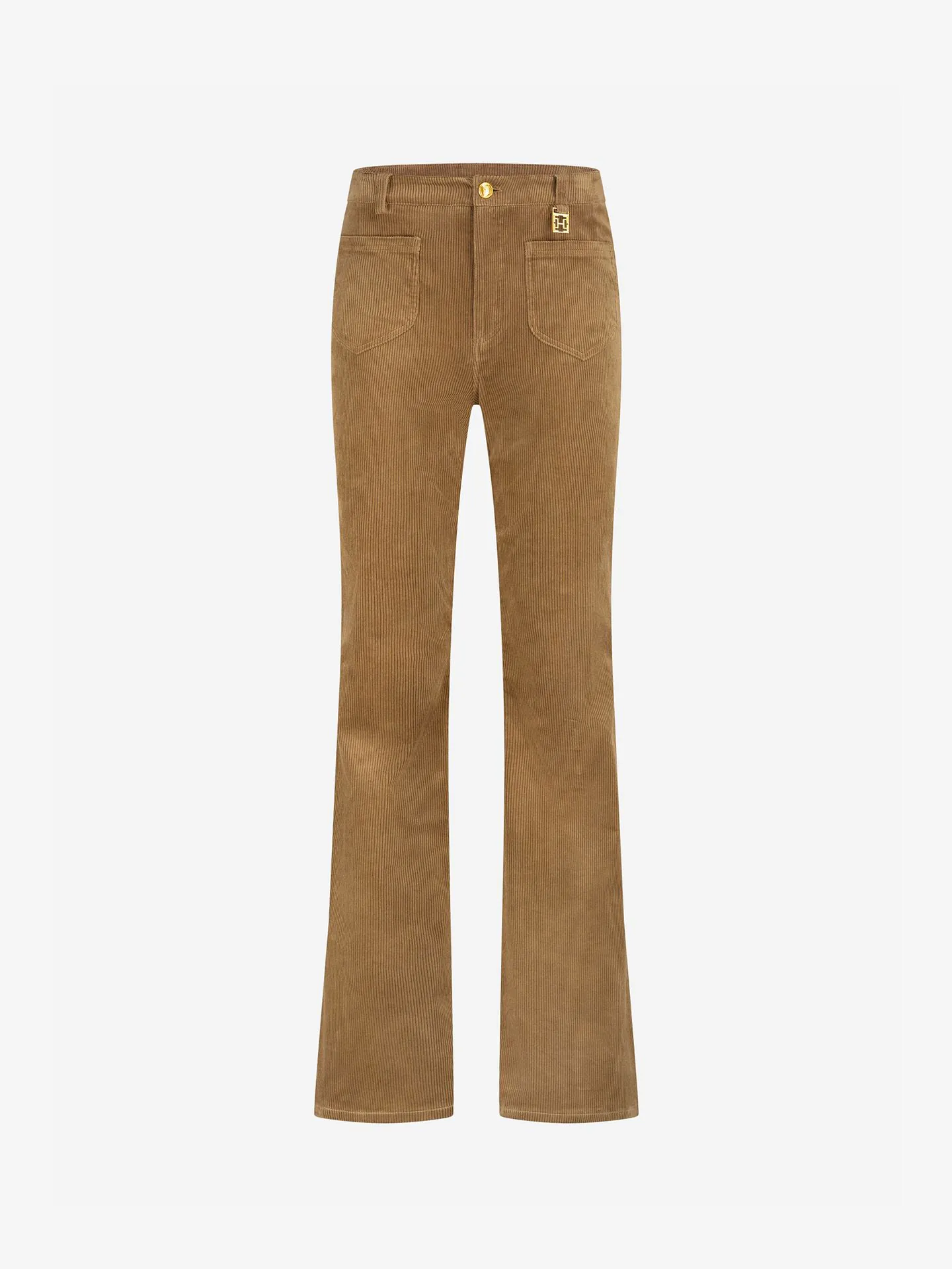 Ivanna corduroy flared broek dark caramel