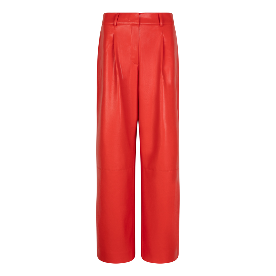 Jules faux fur leather pants red