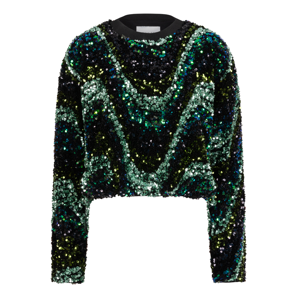 Lizz sequin sweater bottle green