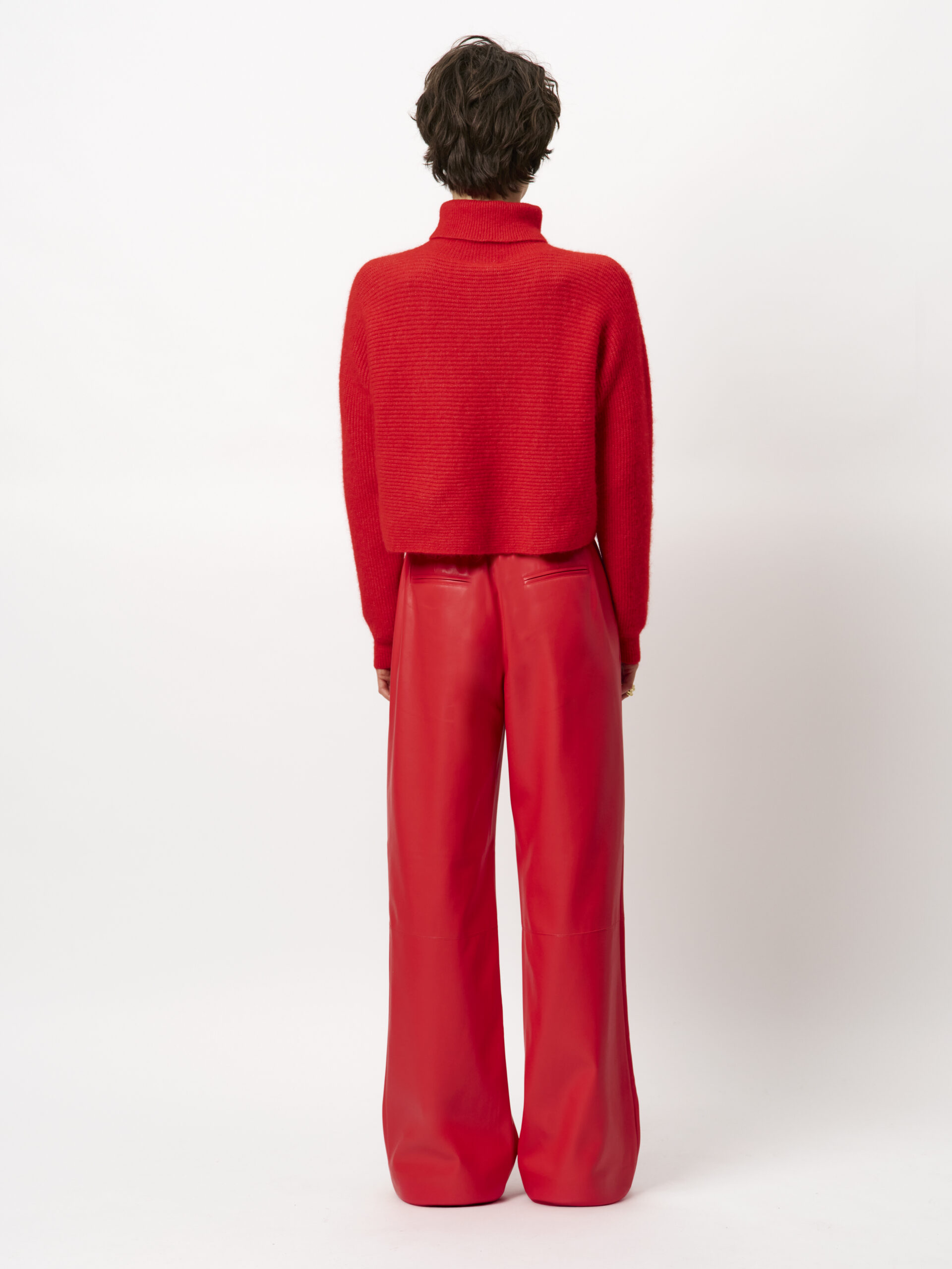 Jules faux fur leather pants red - Image 2