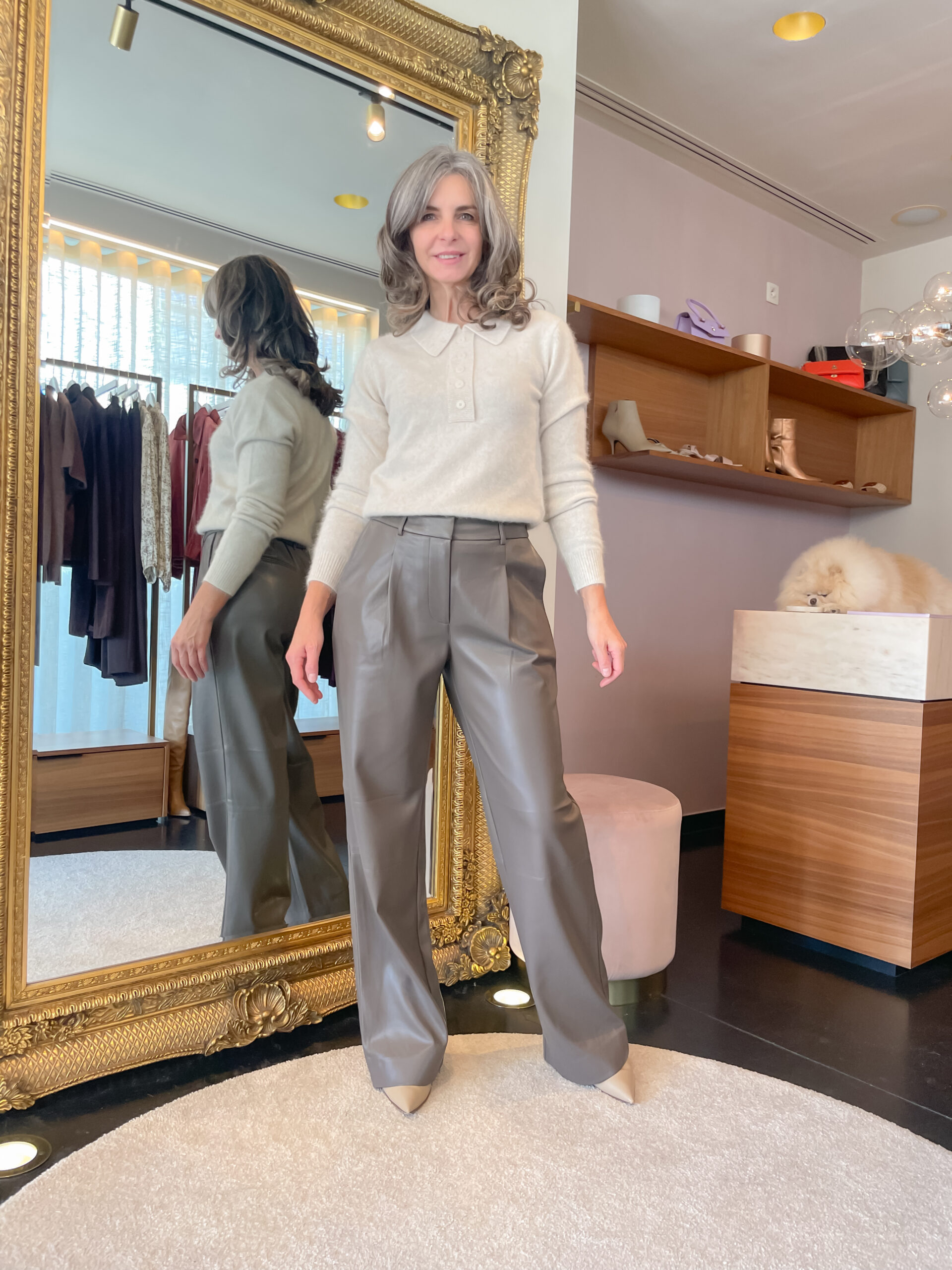 Jules faux leather pants antique grey - Image 2