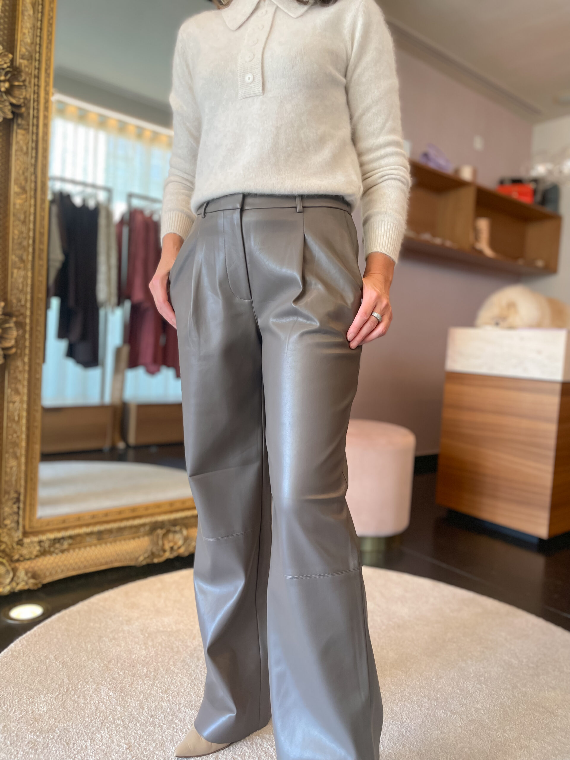 Jules faux leather pants antique grey - Image 4