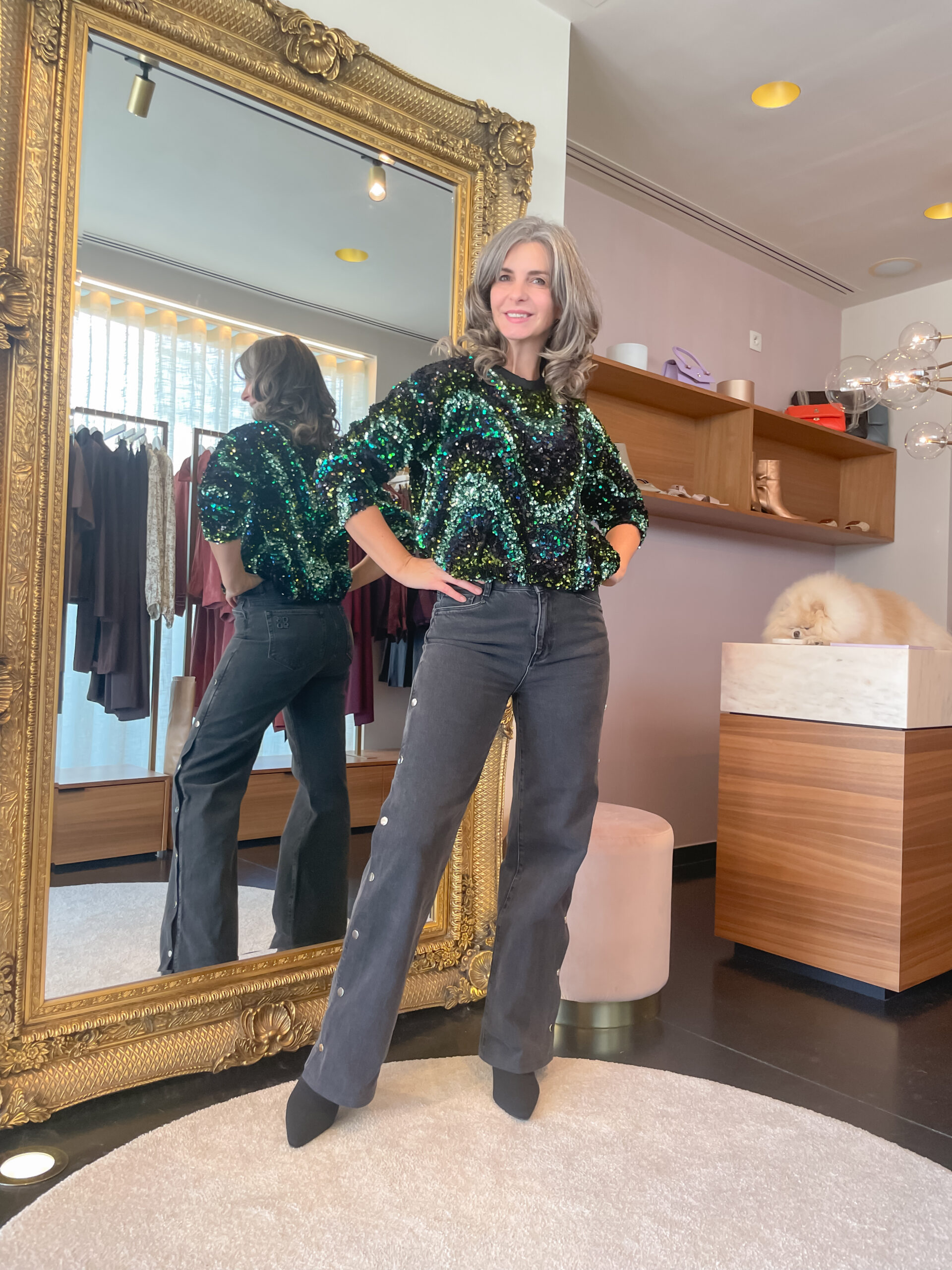 Lizz sequin sweater bottle green - Image 6