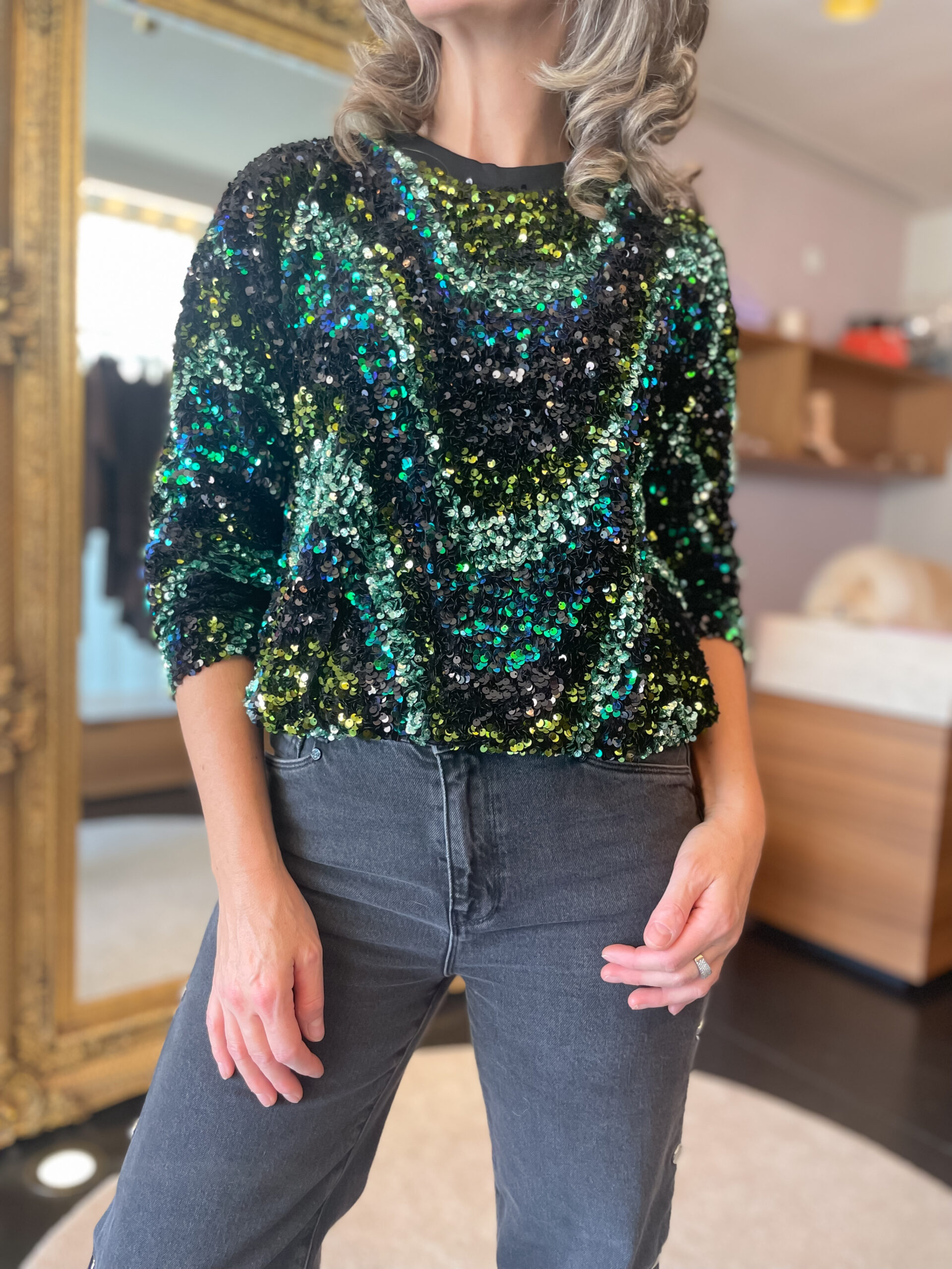 Lizz sequin sweater bottle green - Image 5