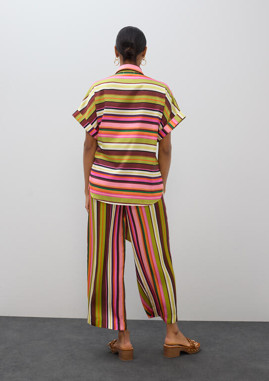 Multi stripes print satin pants - Image 3