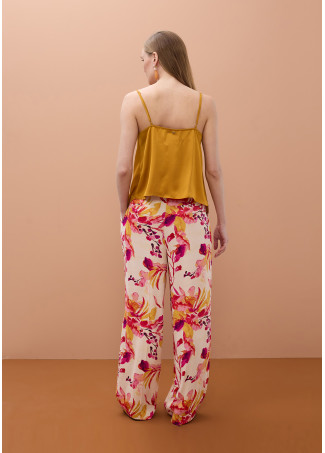 Printed wide leg satin trousers Rosa multicolor - Image 3