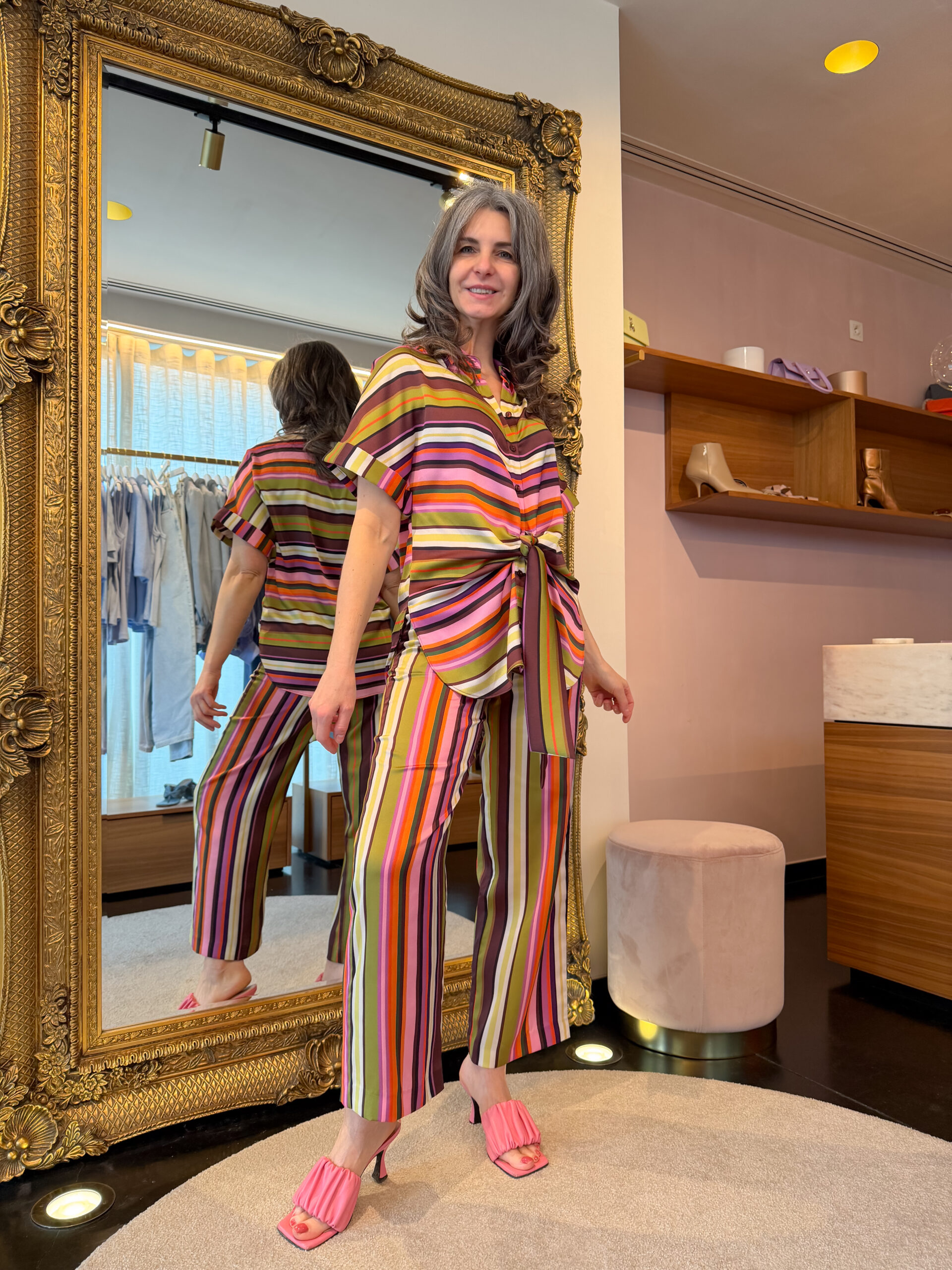 Multi stripes print satin pants - Image 4