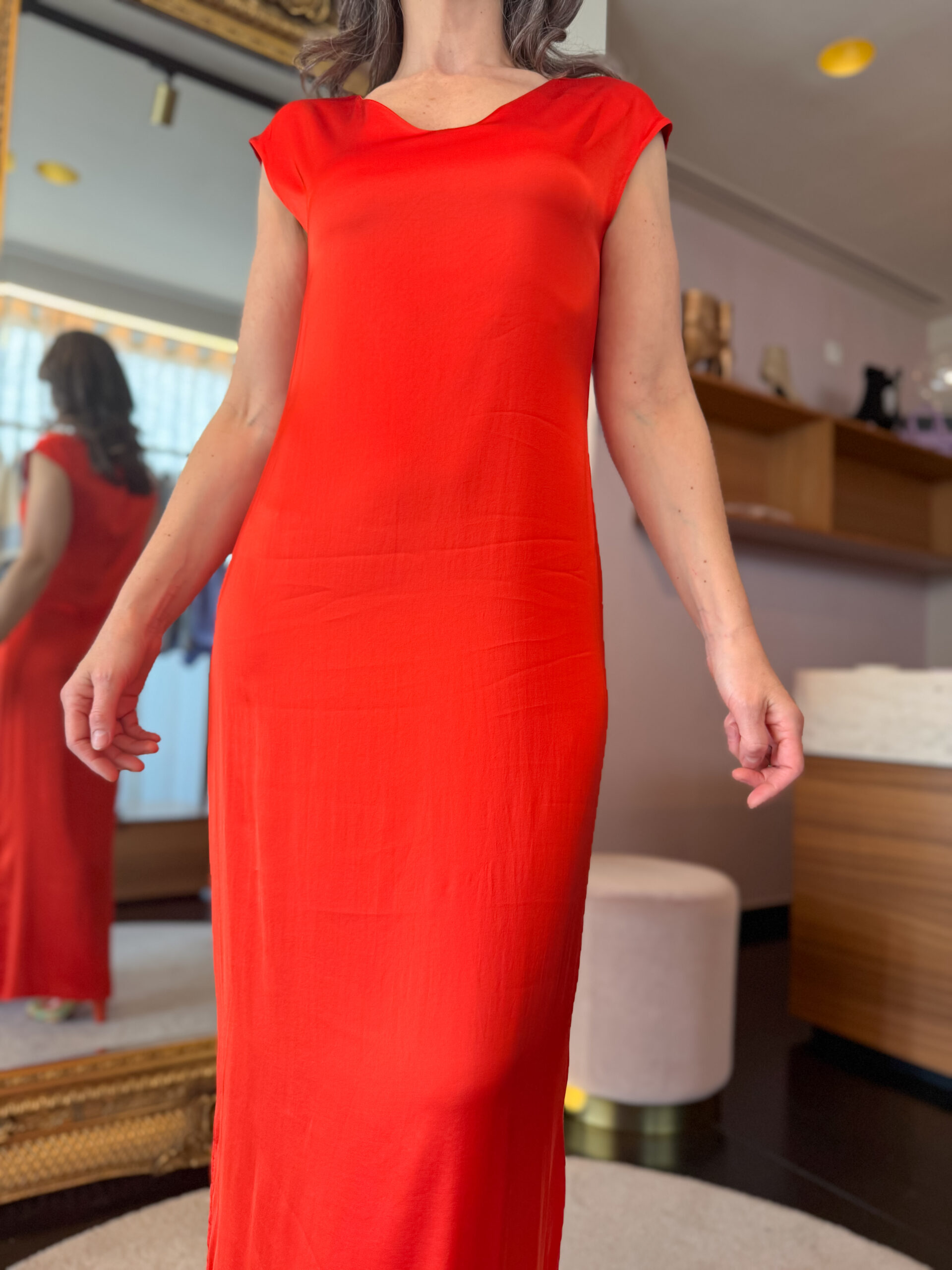 Abito raso stretch coral