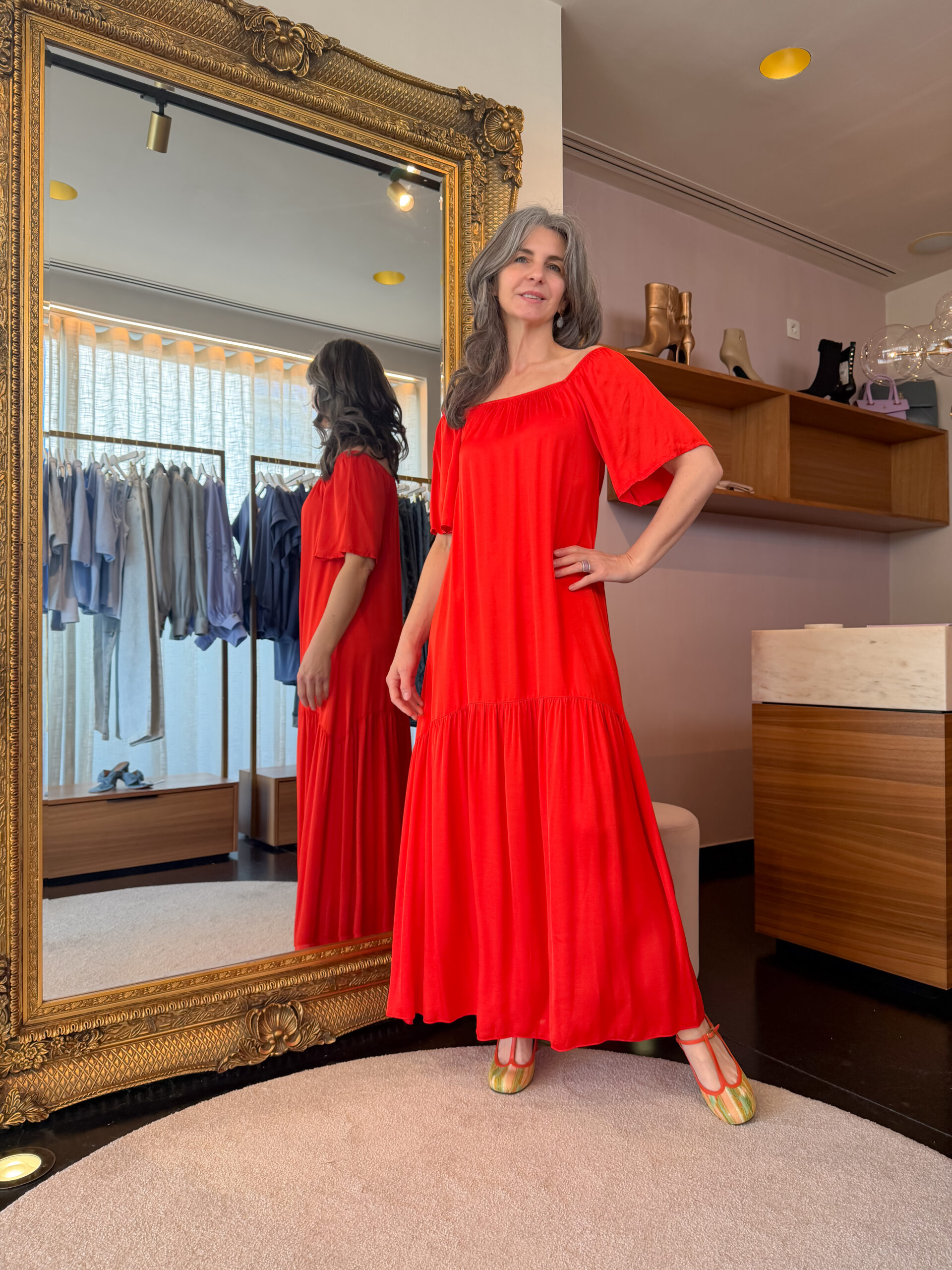 Abito Schiffer raso coral dress - Image 3