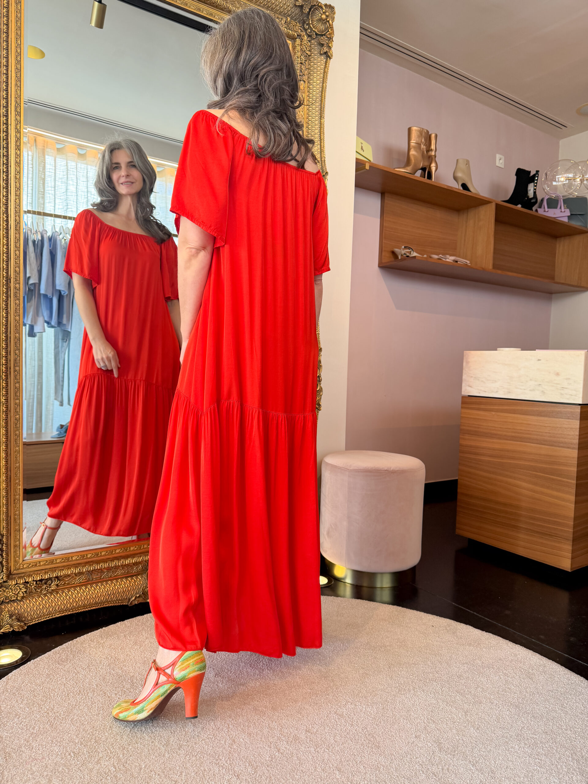 Abito Schiffer raso coral dress - Image 4