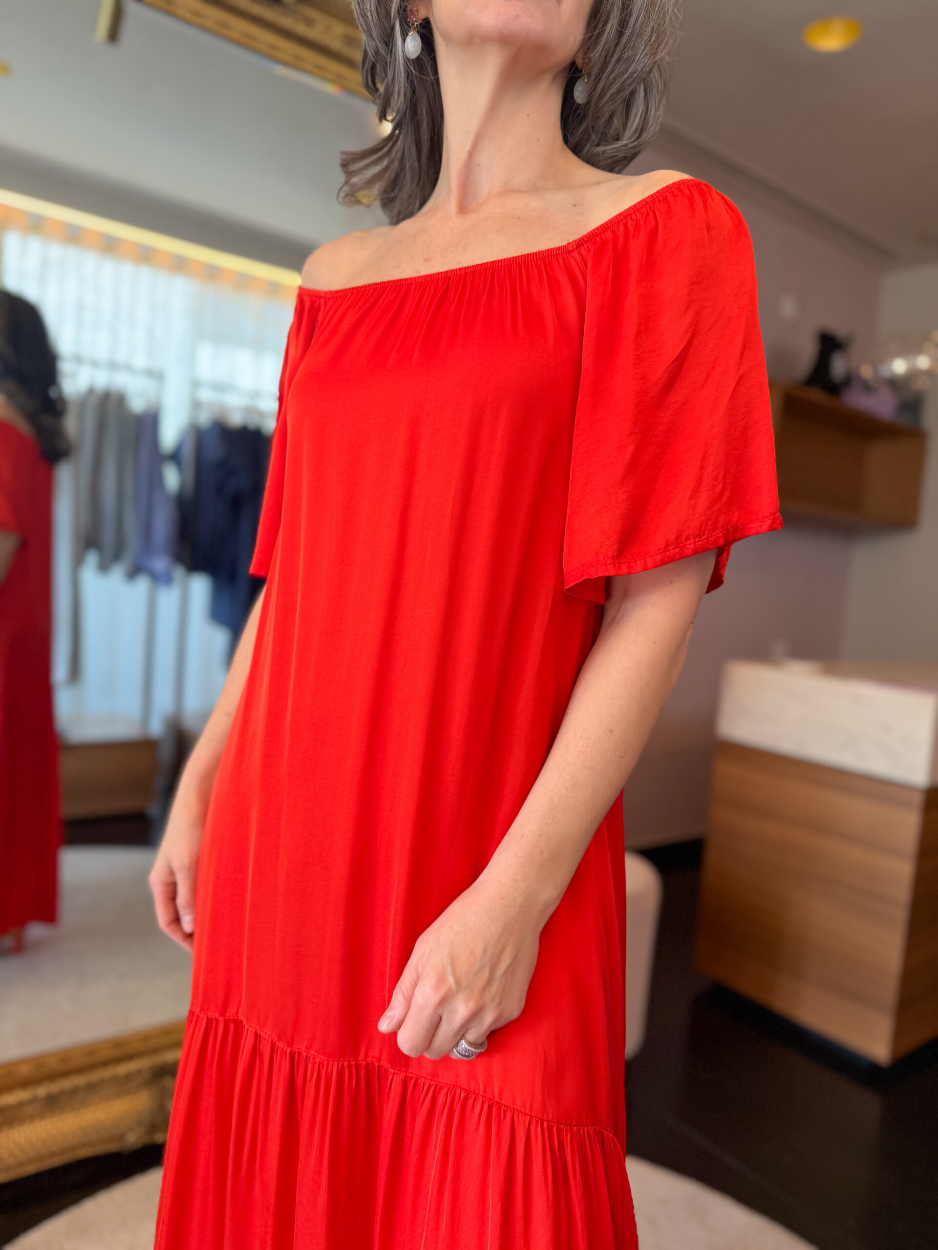 Abito Schiffer raso coral dress - Image 5