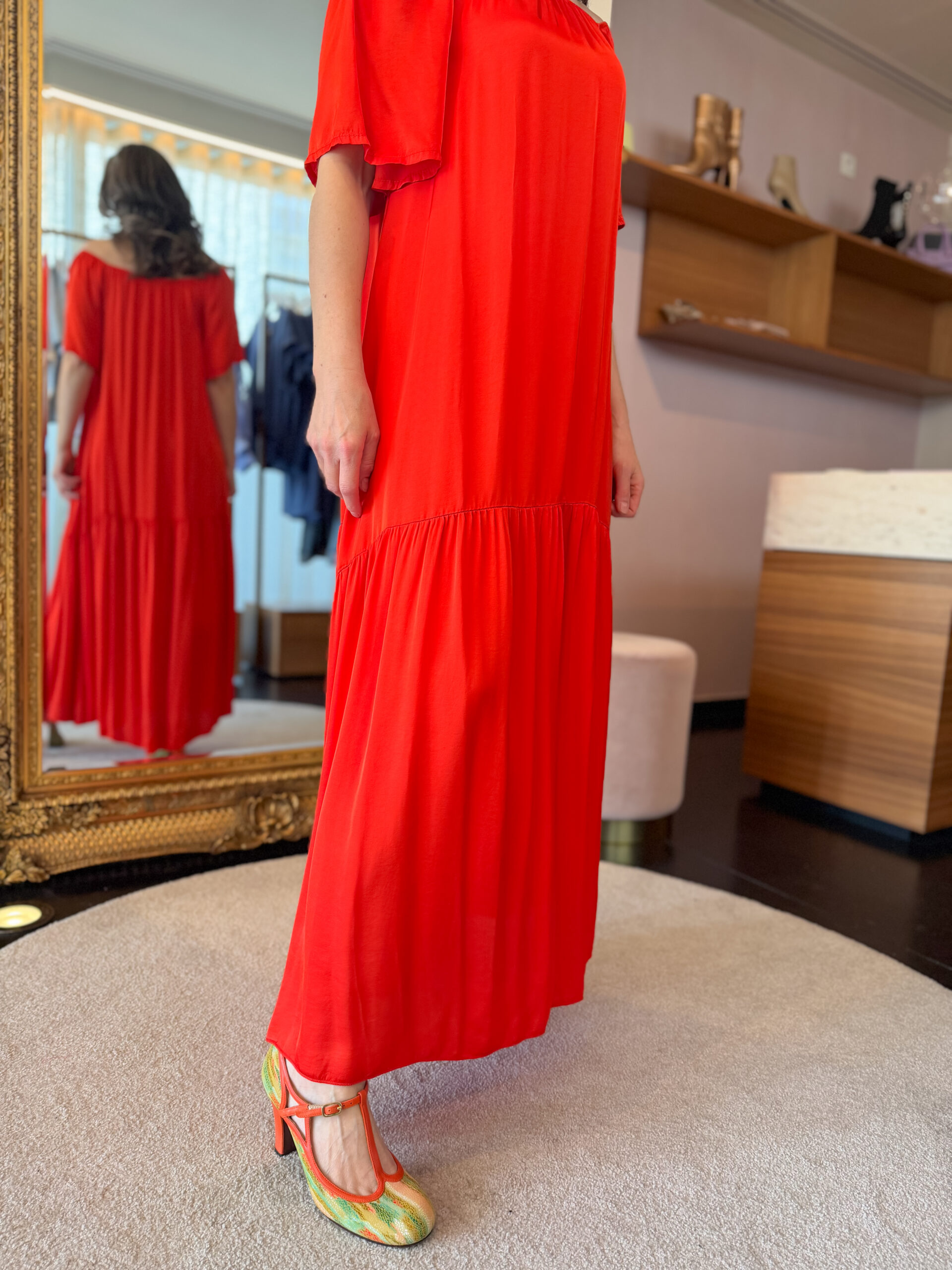 Abito Schiffer raso coral dress - Image 2