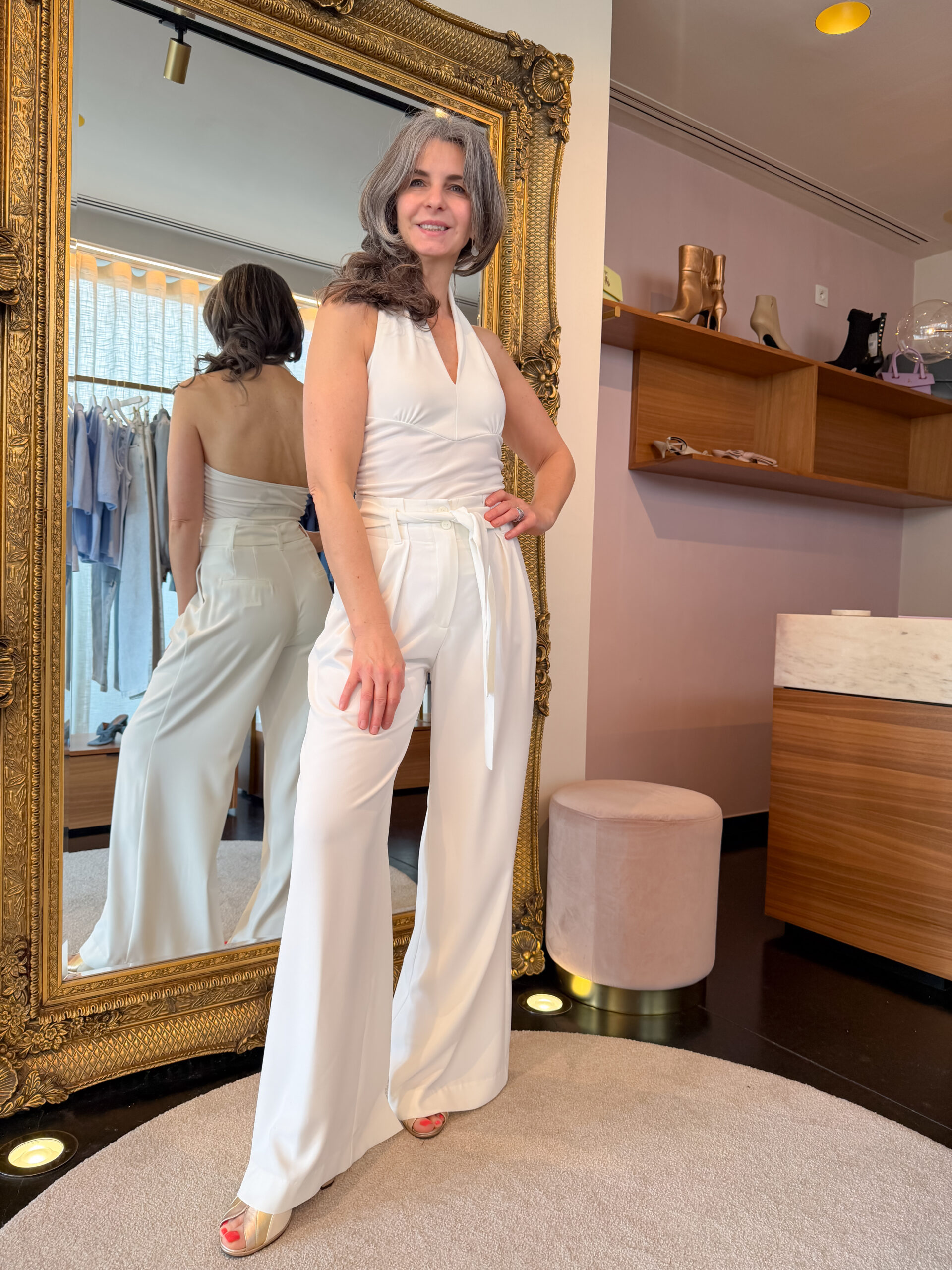 High waisted palazzo pants white - Image 2