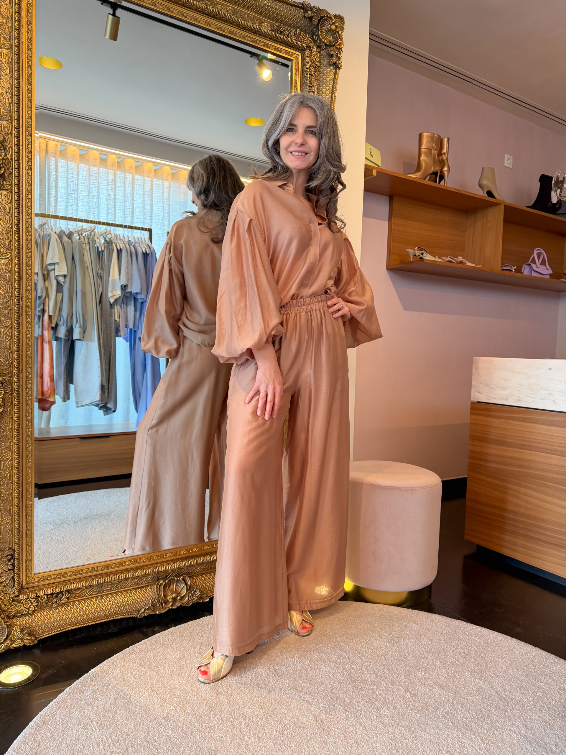 Pantaloni voile nocciola - Image 3